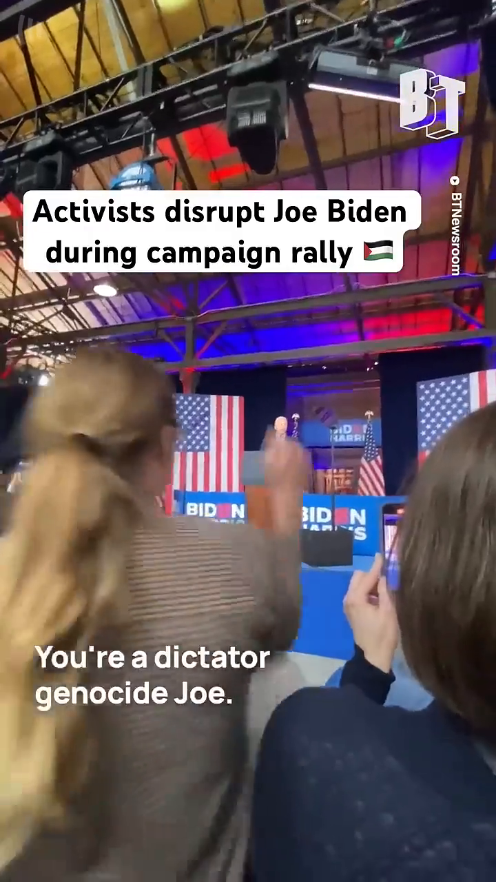 Joe Biden interrupted at campaign rally in Atlanta, Georgia by Palestine solidarity activists.